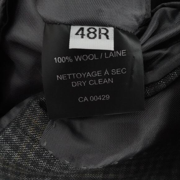 Peter Millar Jacket Mens 48R Gray Wool Gingham Plaid 2 Button Notch Double Vent - Picture 4 of 15